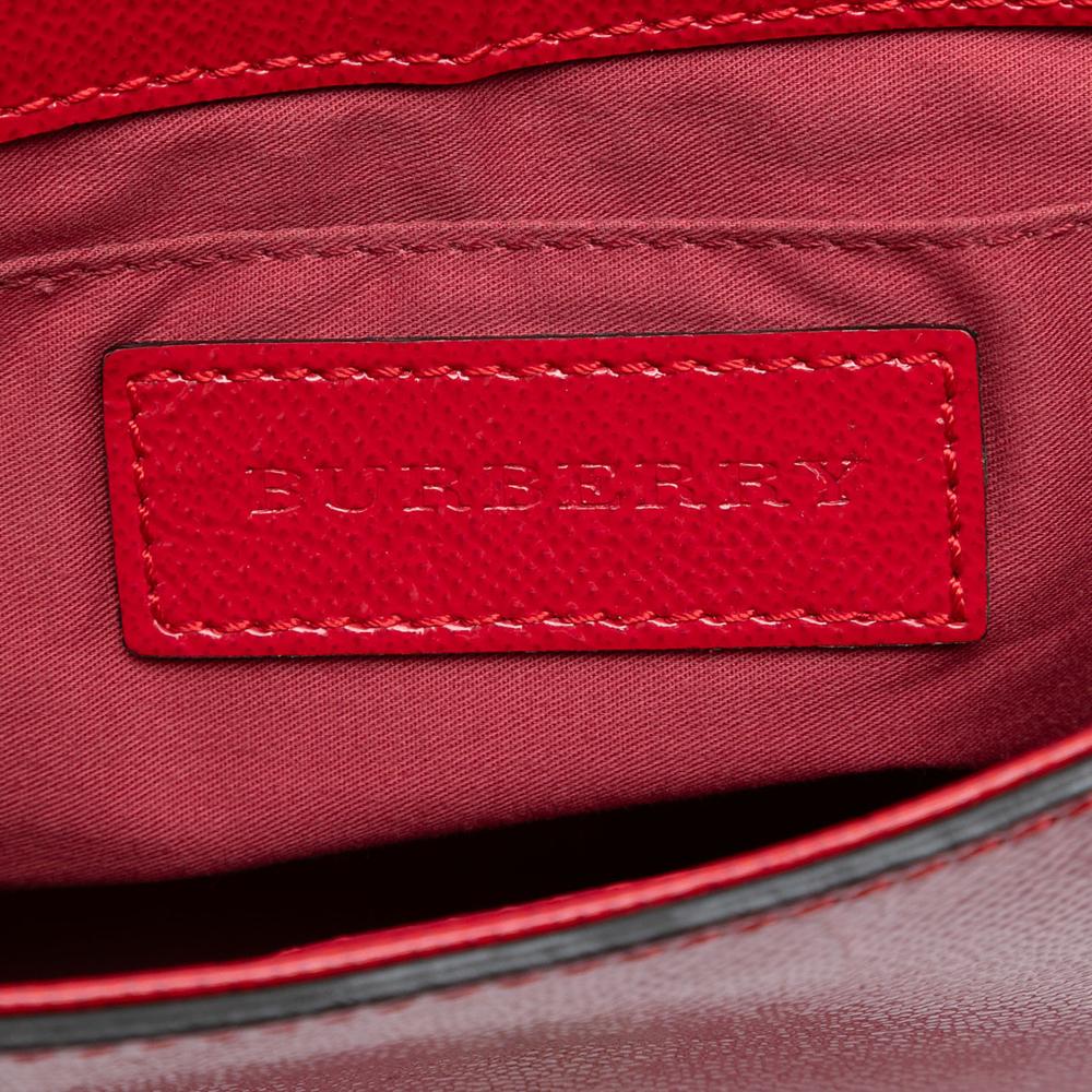 Burberry B Burberry Red Patent Leather Leather and Haymarket Check Coated Canvas Maydown Crossbody Italy