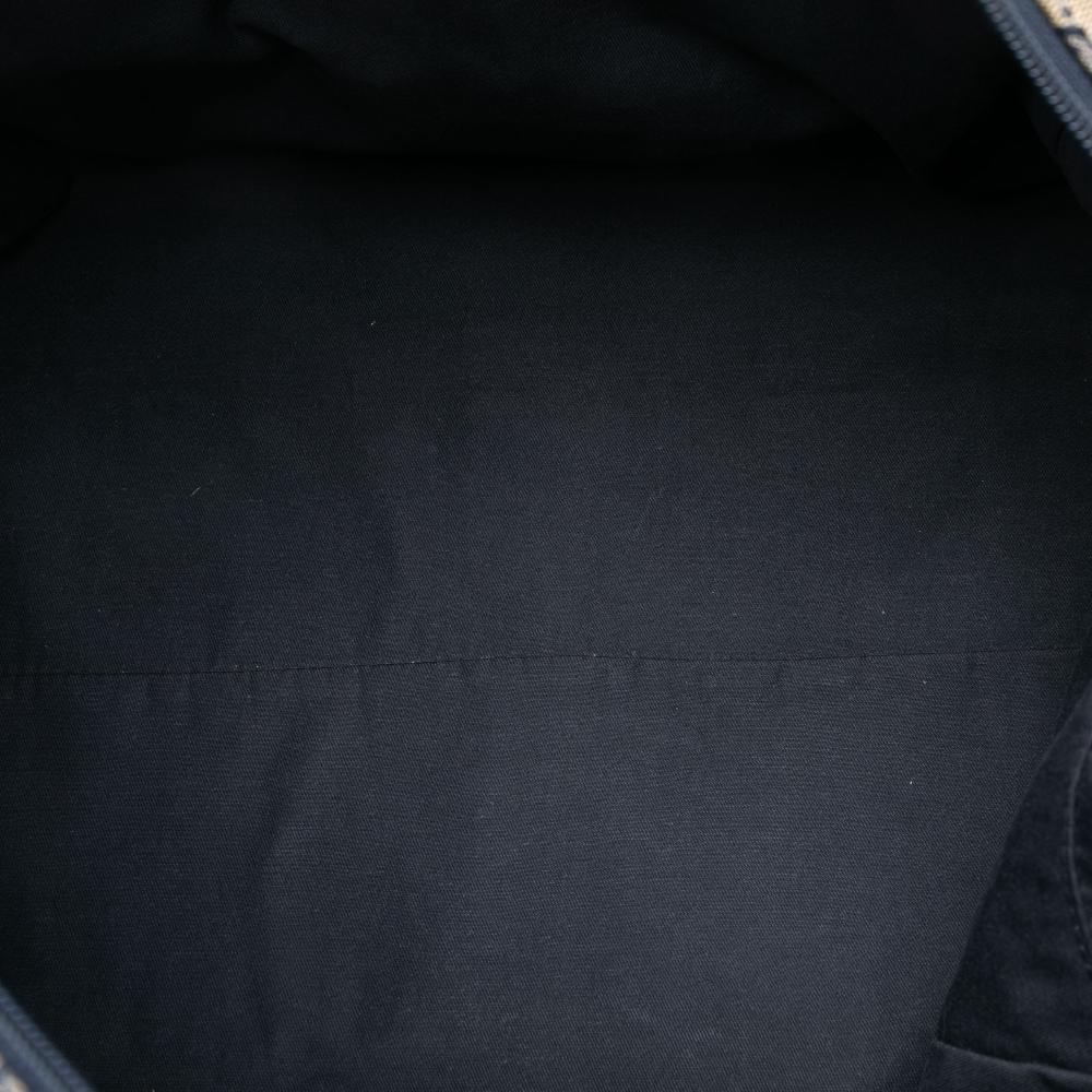 Gucci B Gucci Gray Canvas Fabric GG Web Travel Bag Italy