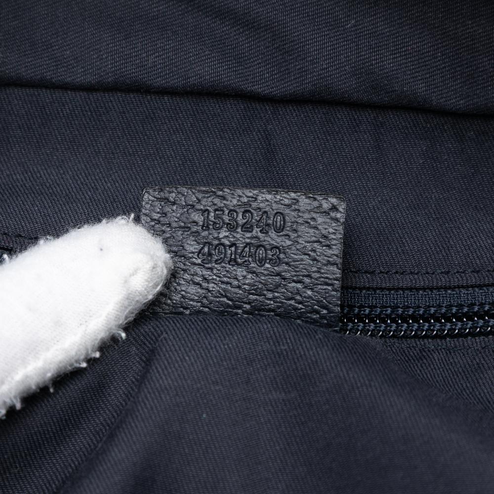 Gucci B Gucci Gray Canvas Fabric GG Web Travel Bag Italy