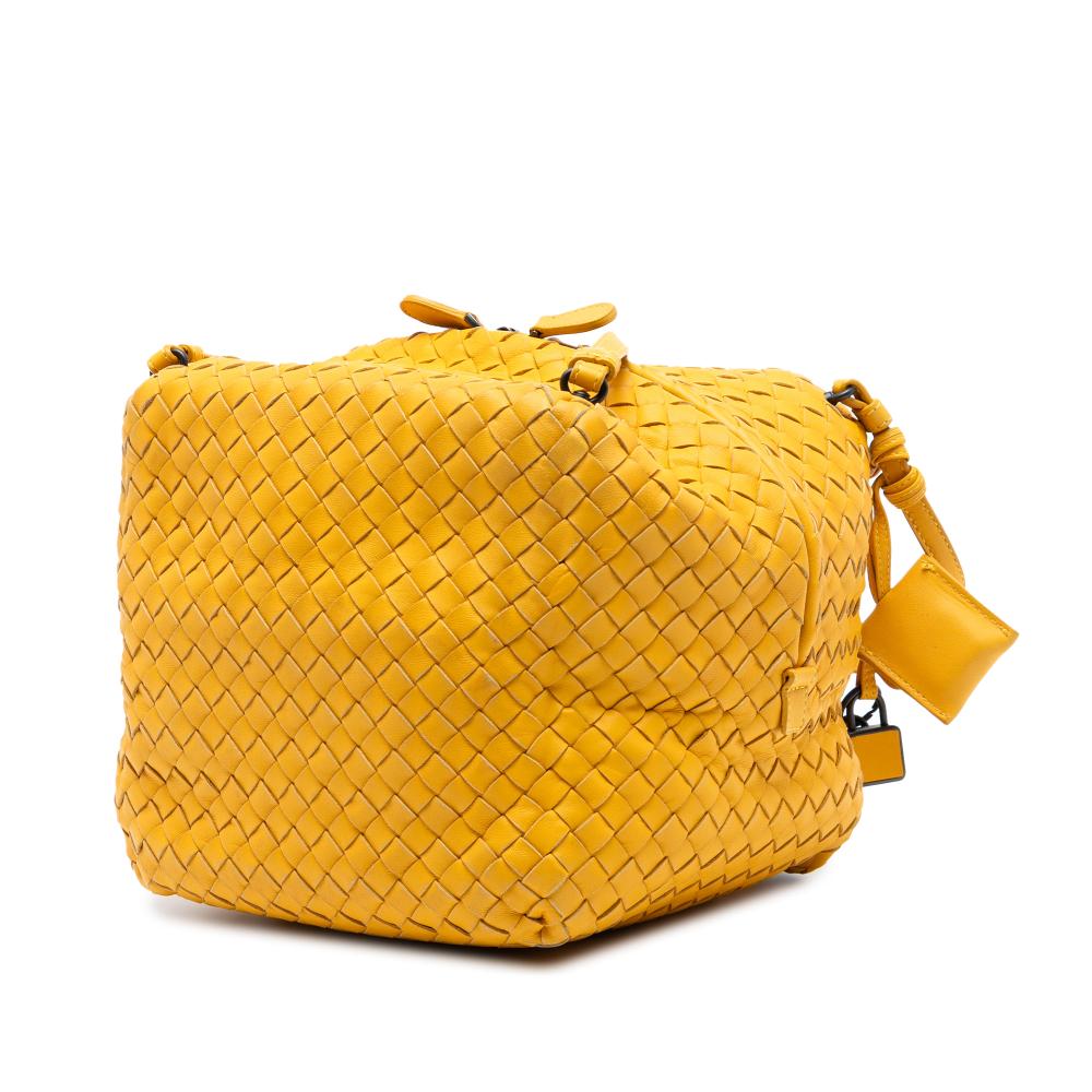 Bottega Veneta B Bottega Veneta Yellow Nappa Leather Leather Nappa Intrecciato Cube Crossbody Italy