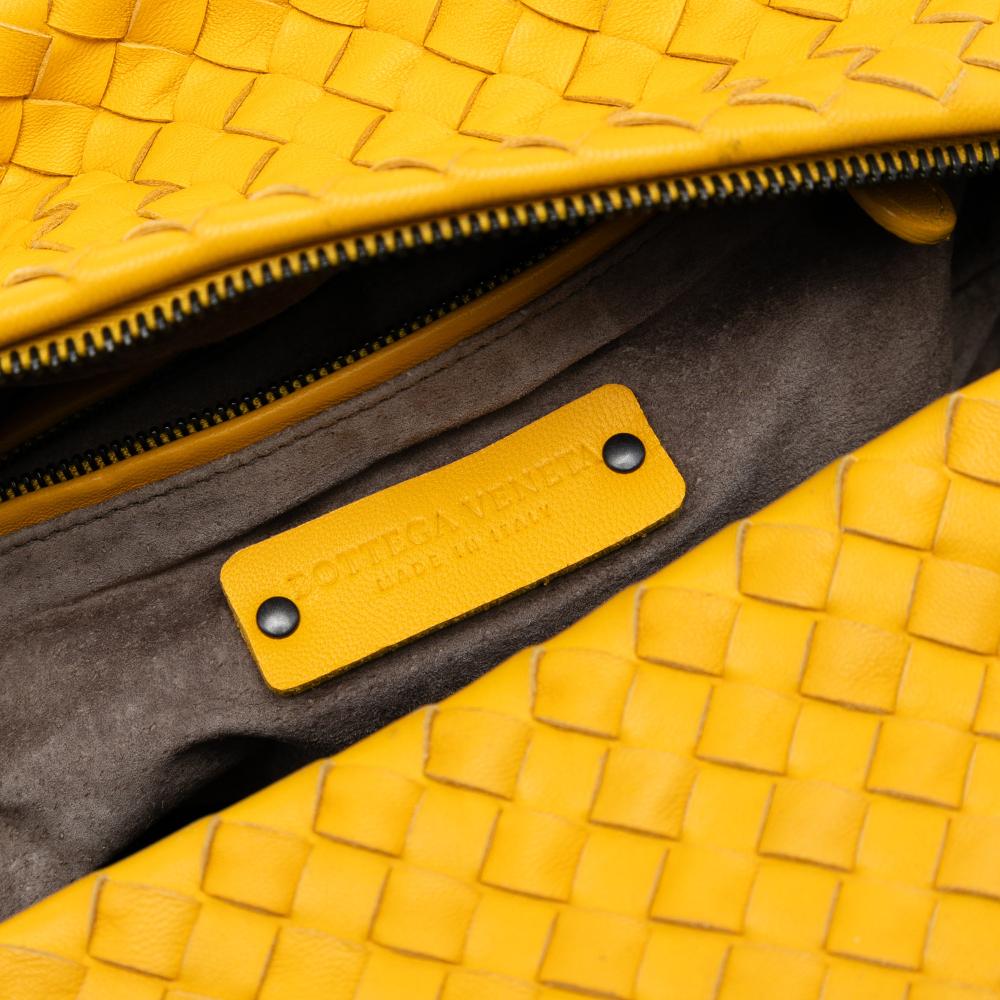Bottega Veneta B Bottega Veneta Yellow Nappa Leather Leather Nappa Intrecciato Cube Crossbody Italy
