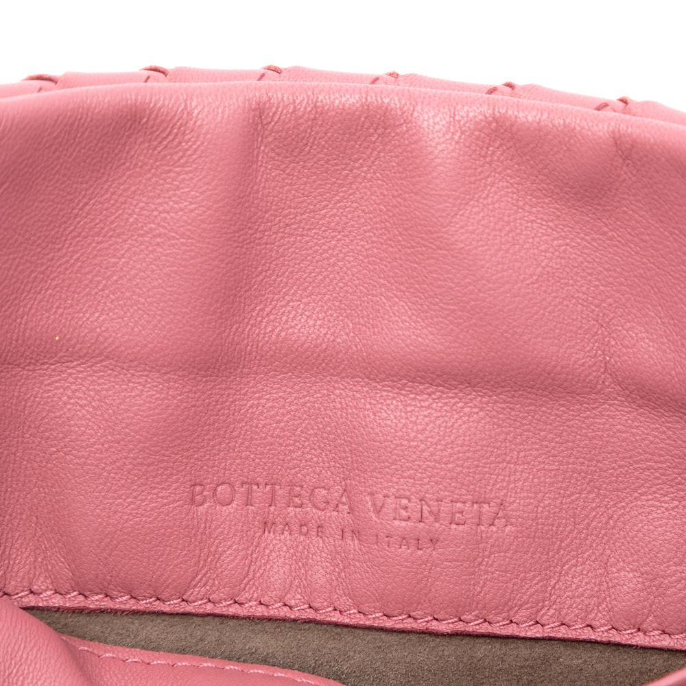 Bottega Veneta Pink Mini Nappa Intrecciato Expandable Chain Crossbody Italy