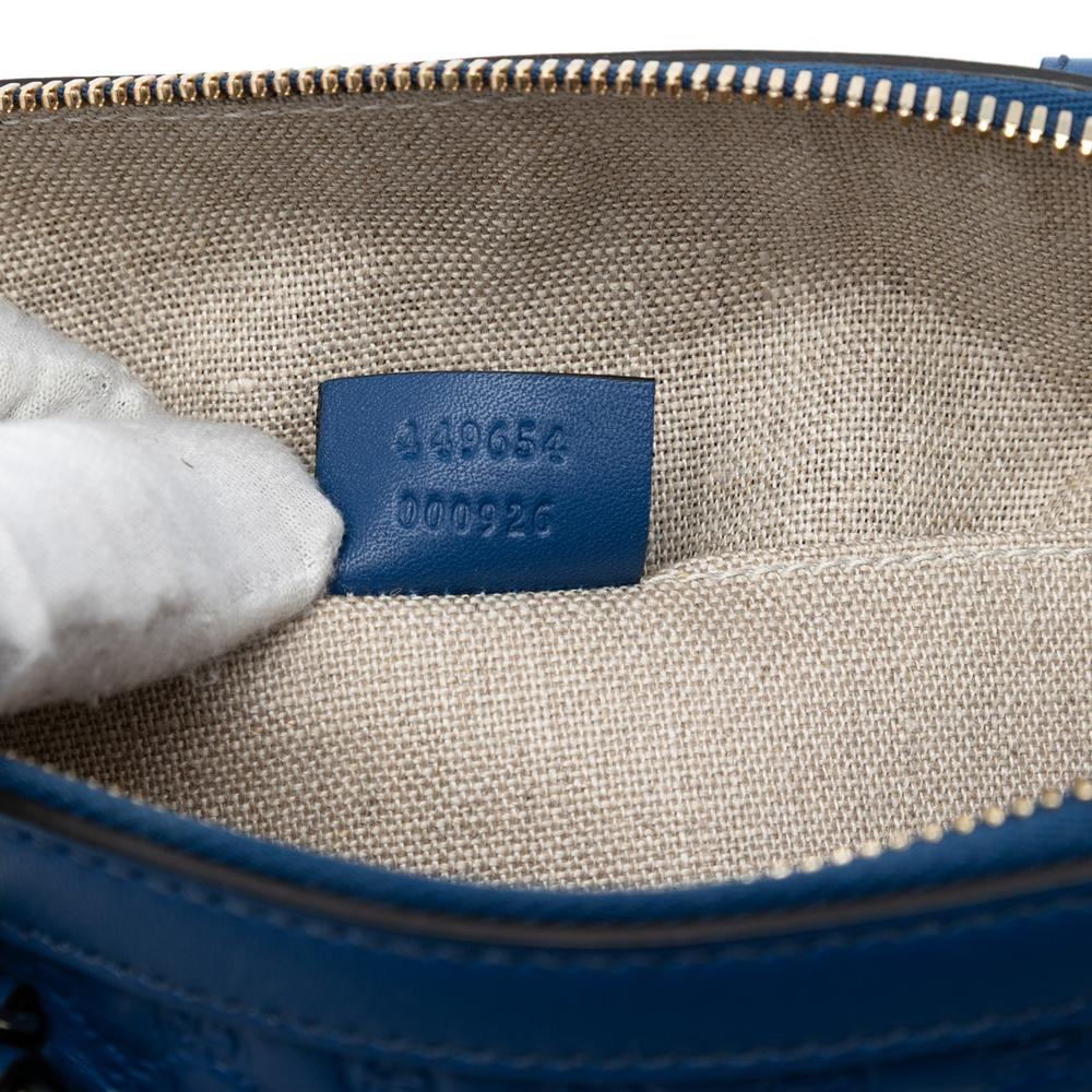 Gucci AB Gucci Blue Calf Leather Mini Microguccissima Dome Satchel Italy