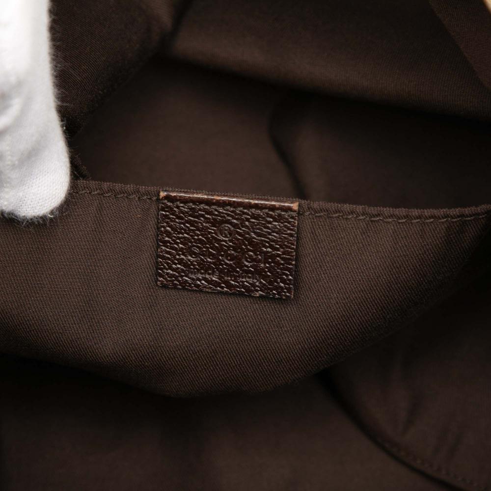 Gucci B Gucci Brown Beige Canvas Fabric GG Web Tote Italy