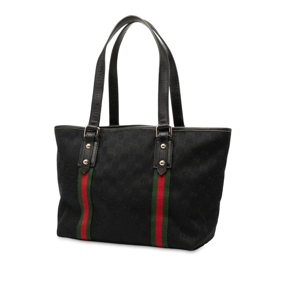 Gucci B Gucci Black Canvas Fabric GG Jolicoeur Tote Italy