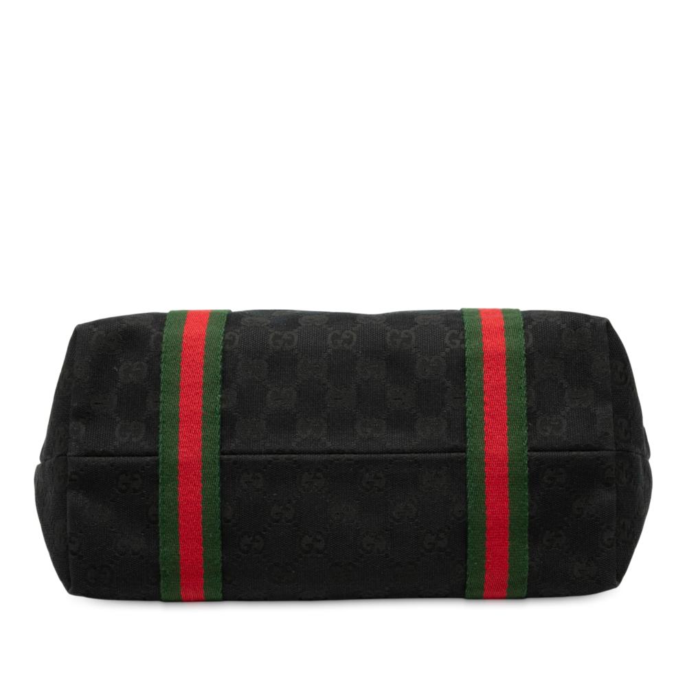 Gucci B Gucci Black Canvas Fabric GG Jolicoeur Tote Italy