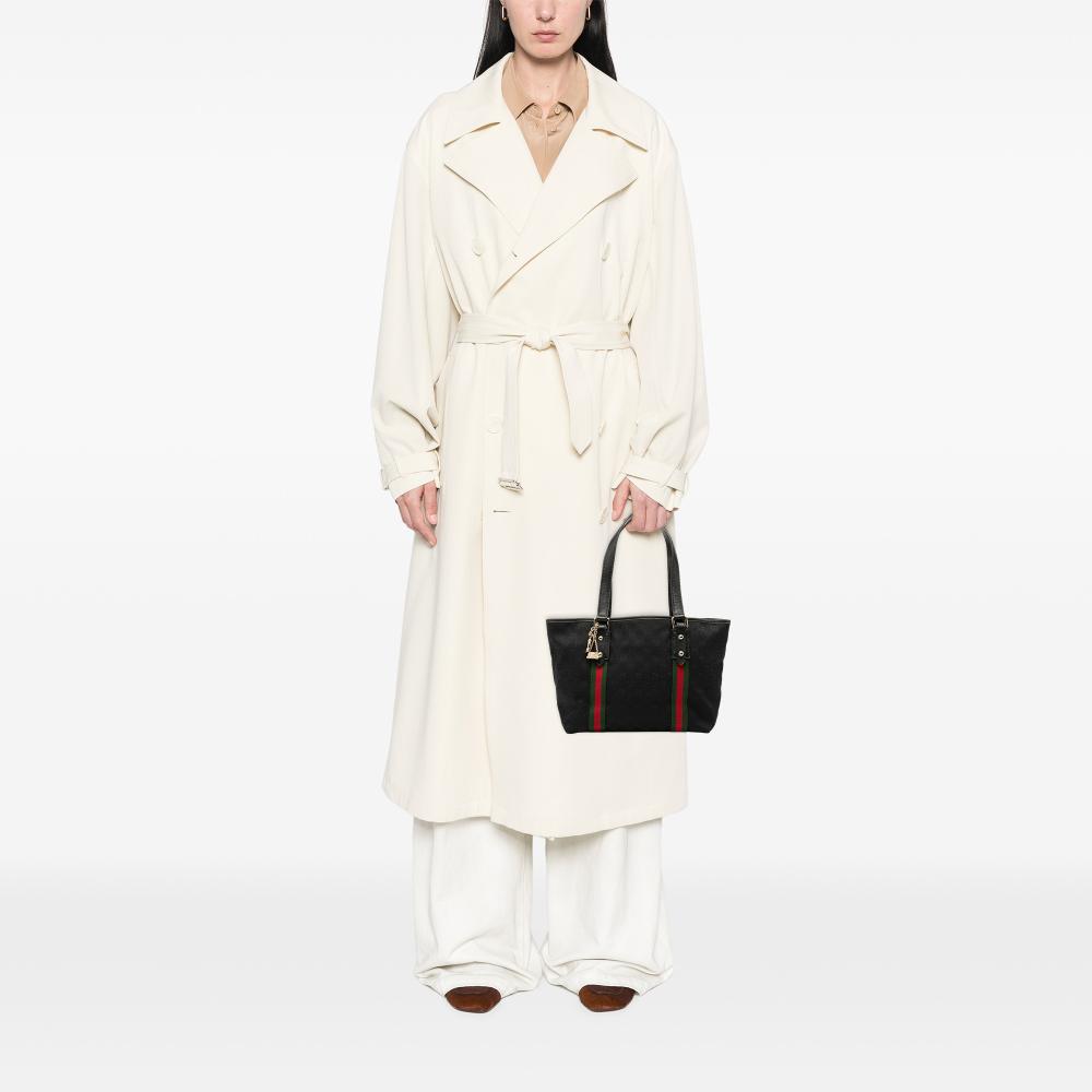 Gucci B Gucci Black Canvas Fabric GG Jolicoeur Tote Italy