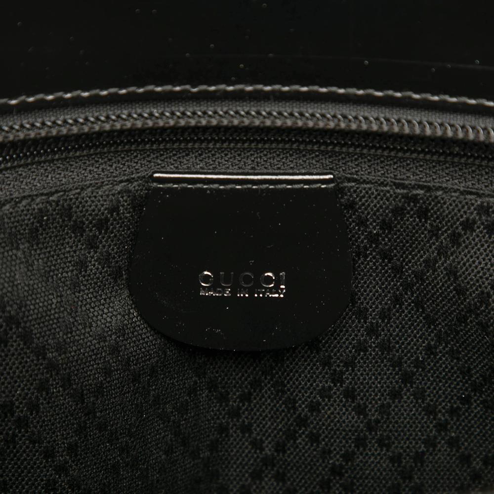 Gucci B Gucci Black Nylon Fabric Bamboo Satchel Italy