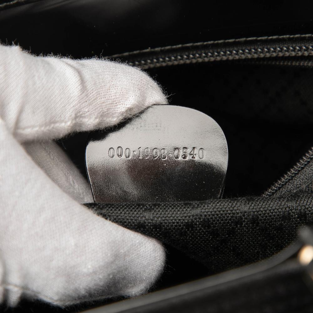 Gucci B Gucci Black Nylon Fabric Bamboo Satchel Italy