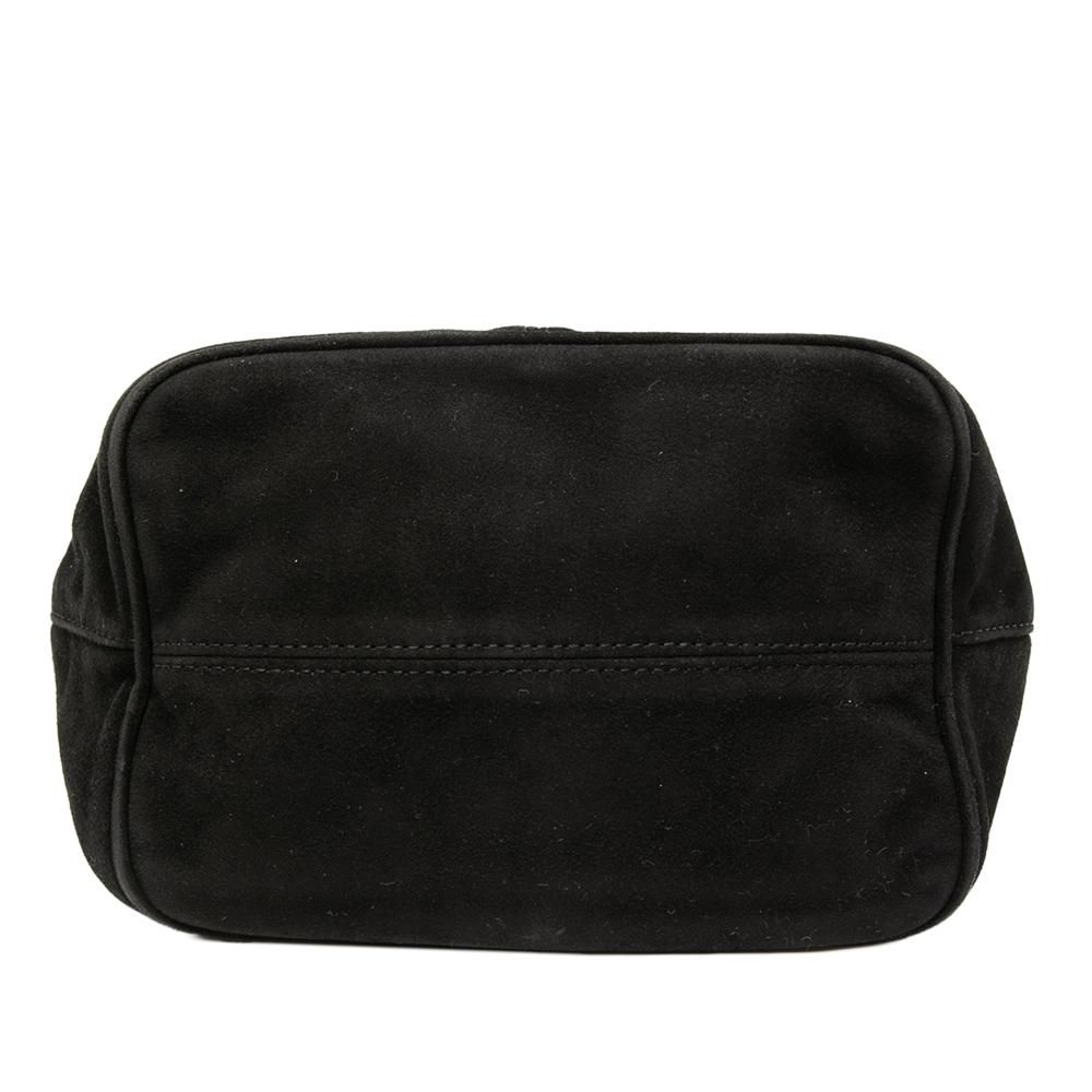 Fendi B Fendi Black Suede Leather FF Shoulder Bag Italy