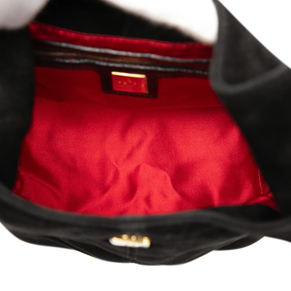 Fendi B Fendi Black Suede Leather FF Shoulder Bag Italy