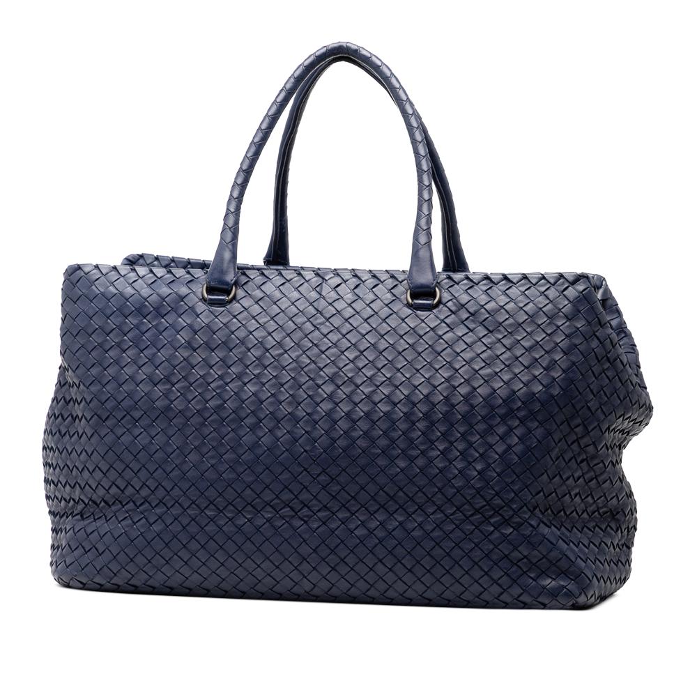 Bottega Veneta B Bottega Veneta Blue Dark Blue Nappa Leather Leather Large Nappa Intrecciato Brick Tote Italy