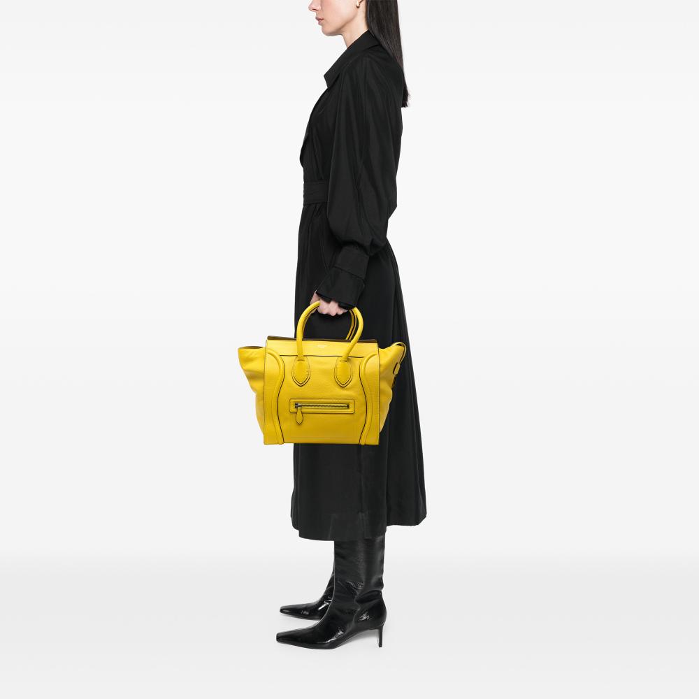 Celine B Celine Yellow Calf Leather Mini skin Luggage Tote Italy