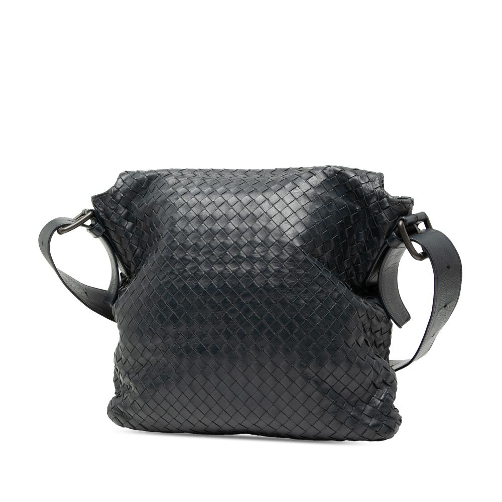 Bottega Veneta B Bottega Veneta Black Nappa Leather Leather Nappa Intrecciato Flap Crossbody Italy