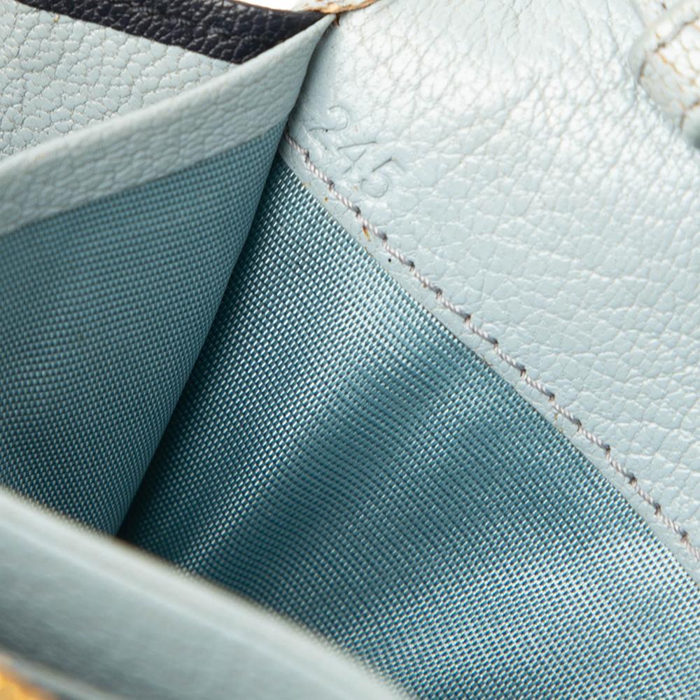 Miu Miu B Miu Miu Blue Light Blue with Black Goatskin Leather Bicolor Madras Wallet on Chain Turkey