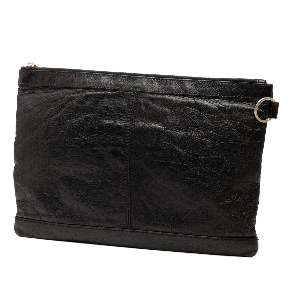 Balenciaga B Balenciaga Black Lambskin Leather Leather Lambskin Motocross Classic Clip M Clutch Italy