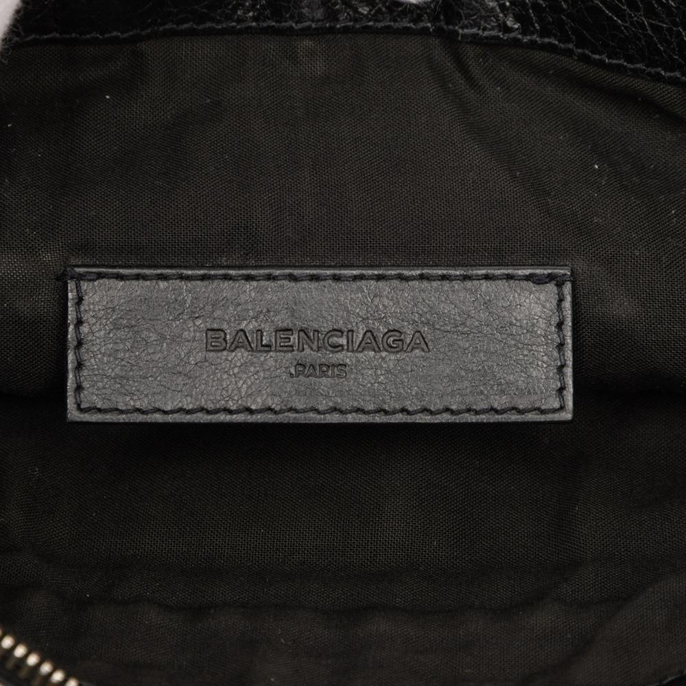 Balenciaga B Balenciaga Black Lambskin Leather Leather Lambskin Motocross Classic Clip M Clutch Italy