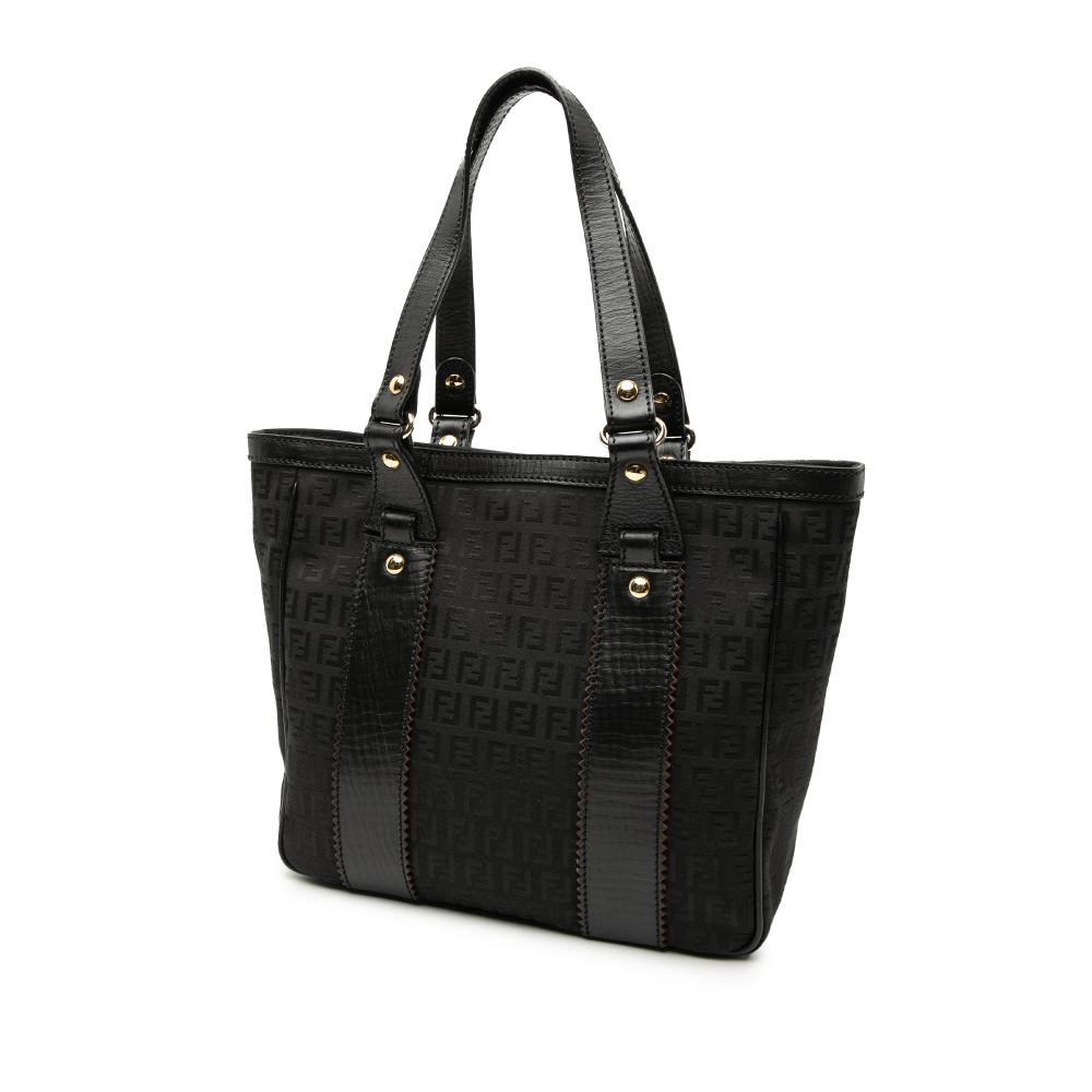 Fendi B Fendi Black Canvas Fabric Zucchino Tote Italy