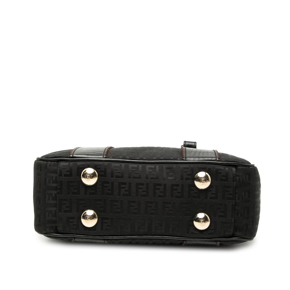 Fendi B Fendi Black Canvas Fabric Zucchino Tote Italy