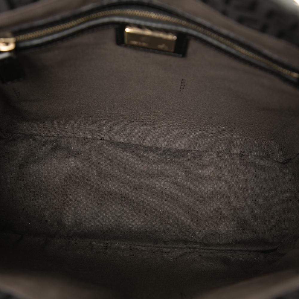 Fendi B Fendi Black Canvas Fabric Zucchino Tote Italy