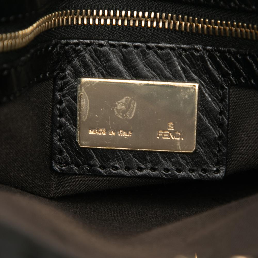 Fendi B Fendi Black Canvas Fabric Zucchino Tote Italy