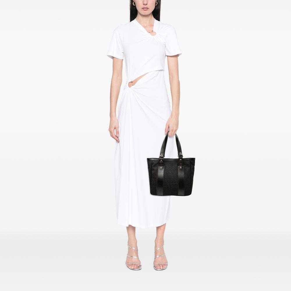 Fendi B Fendi Black Canvas Fabric Zucchino Tote Italy