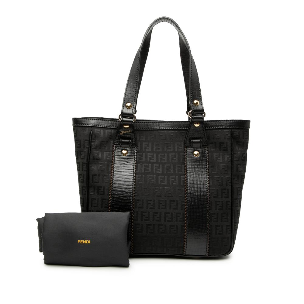 Fendi B Fendi Black Canvas Fabric Zucchino Tote Italy