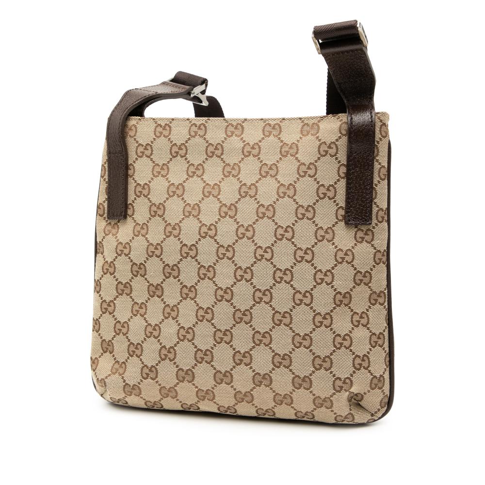 Gucci AB Gucci Brown Beige Canvas Fabric GG Crossbody Italy