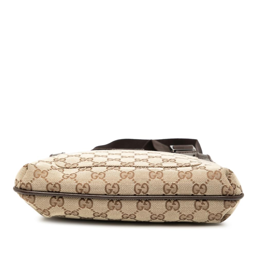 Gucci AB Gucci Brown Beige Canvas Fabric GG Crossbody Italy