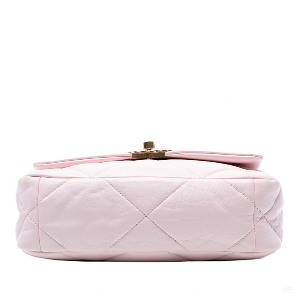 Chanel 19 Medium Lambskin Leather Matelassè Flap Handbag Pink