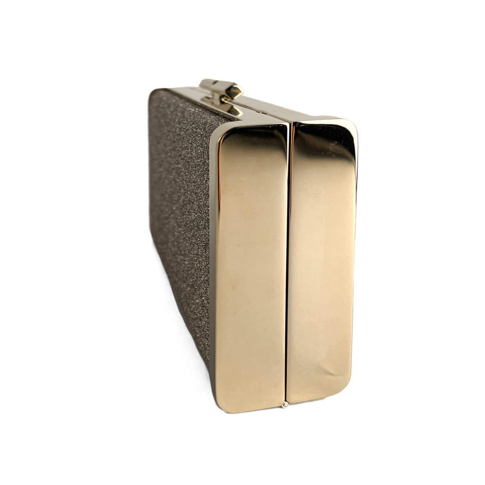 Jimmy Choo J Box Dusty Glitter Texture Metal Clutch Ice