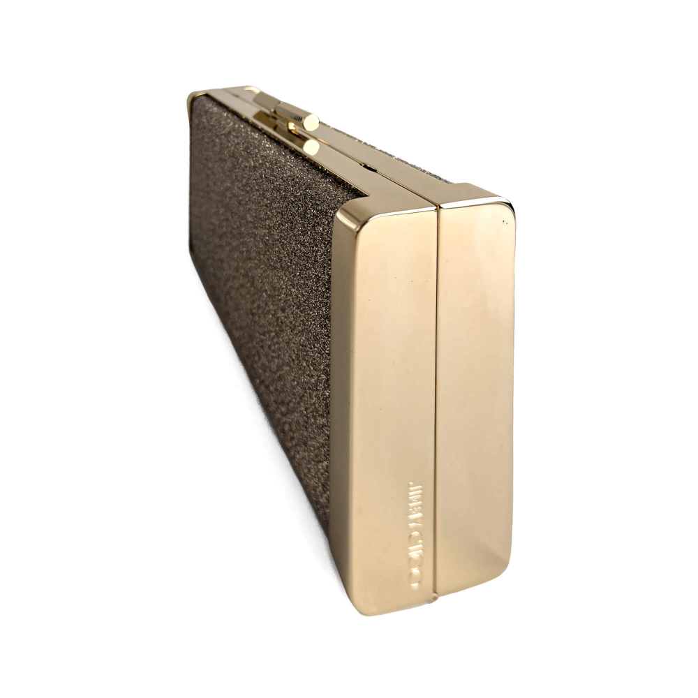 Jimmy Choo J Box Dusty Glitter Texture Metal Clutch Ice