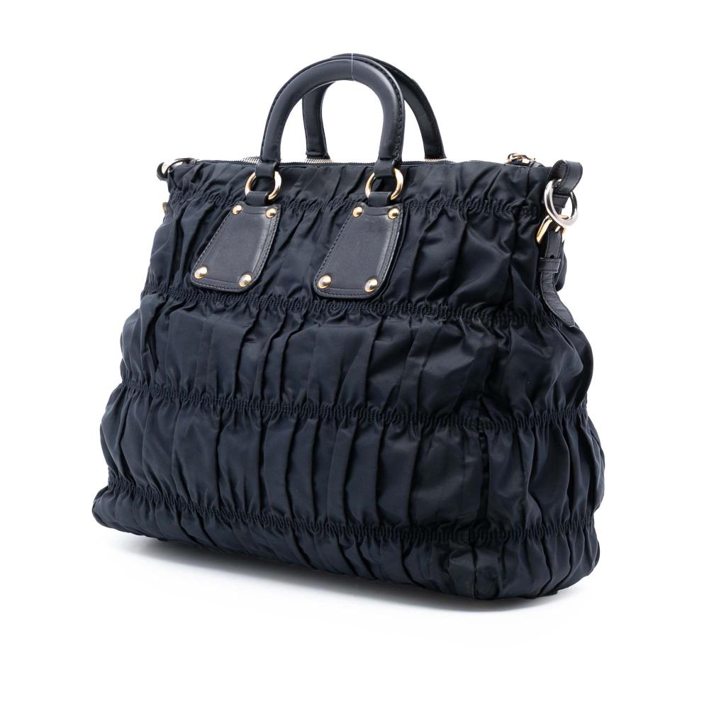 Prada B Prada Black Nylon Fabric Tessuto Gaufre Satchel Italy