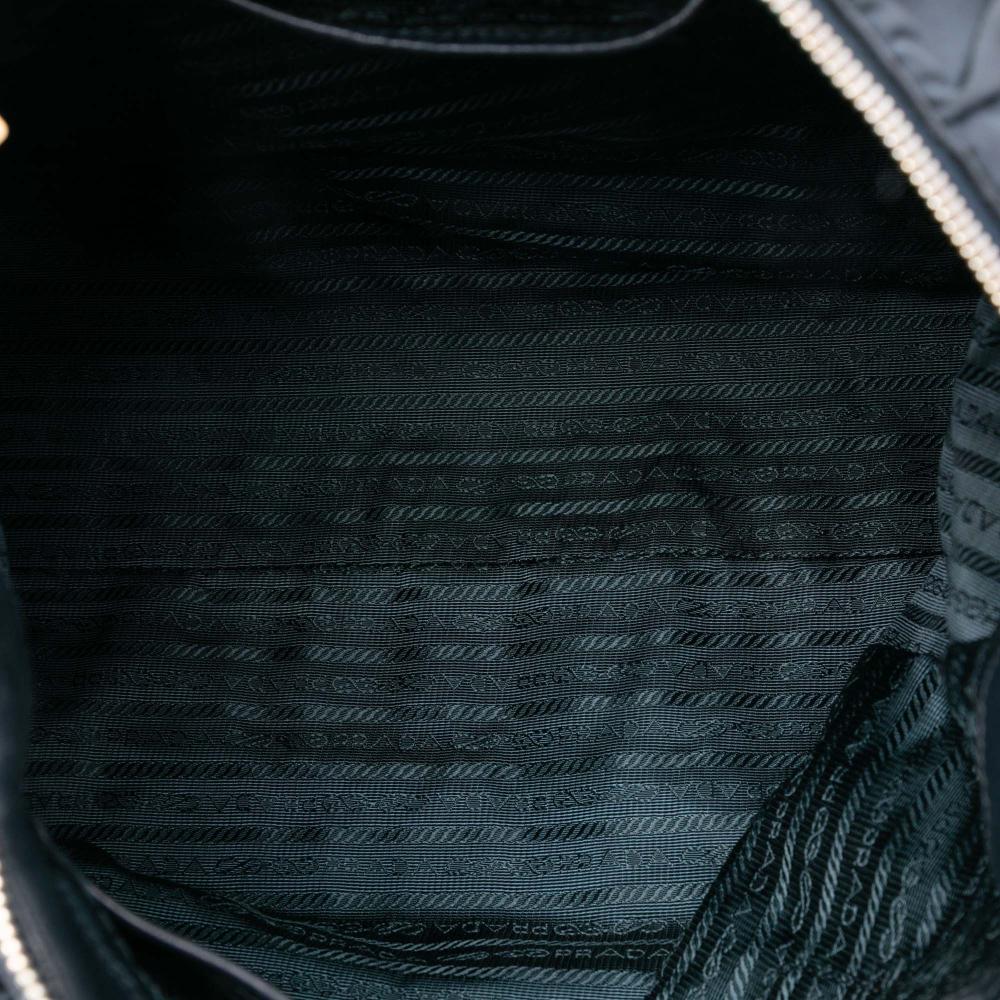 Prada B Prada Black Nylon Fabric Tessuto Gaufre Satchel Italy