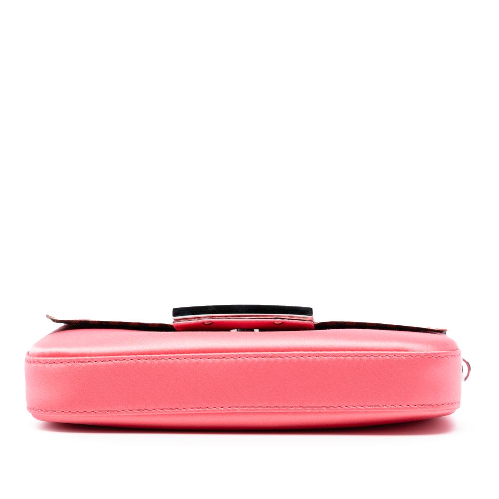 Fendi AB Fendi Pink Dark Pink Satin Fabric Phone Pouch Baguette Satchel Italy