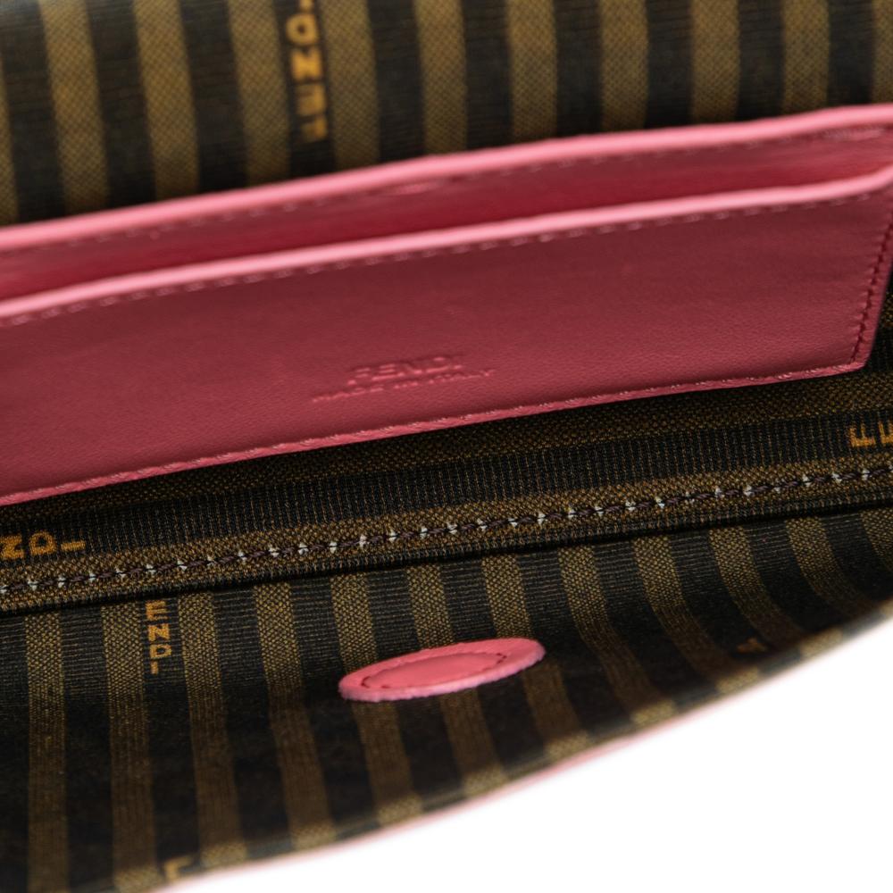 Fendi AB Fendi Pink Dark Pink Satin Fabric Phone Pouch Baguette Satchel Italy