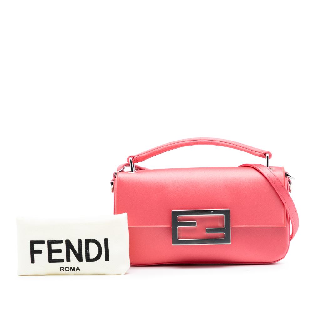 Fendi AB Fendi Pink Dark Pink Satin Fabric Phone Pouch Baguette Satchel Italy