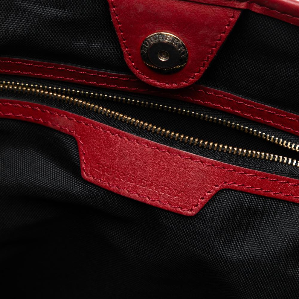 Burberry B Burberry Brown Beige Canvas Fabric Small Haymarket Check and Leather Canterbury Tote Italy