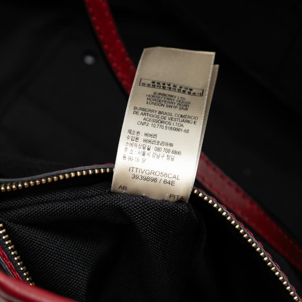 Burberry B Burberry Brown Beige Canvas Fabric Small Haymarket Check and Leather Canterbury Tote Italy