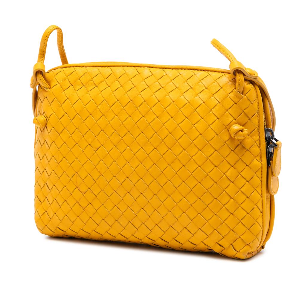 Bottega Veneta AB Bottega Veneta Yellow Mustard Nappa Leather Leather Nappa Intrecciato Nodini Crossbody Italy