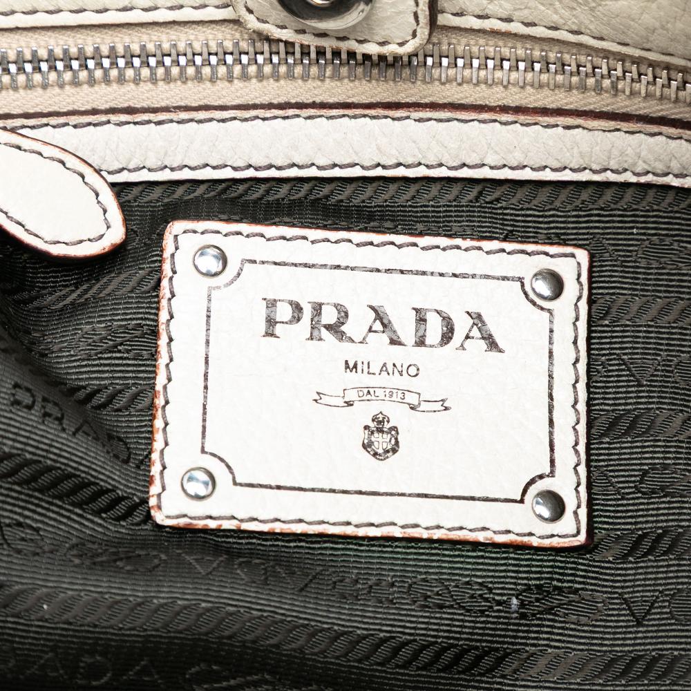 Prada B Prada White Goatskin Leather Cervo Ombre Antik Chain Shoulder Bag Italy