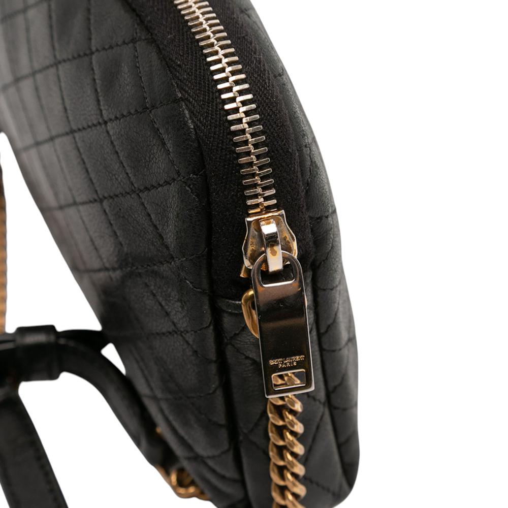 Saint Laurent B Saint Laurent Black Lambskin Leather Leather Mini Quilted Lambskin Gaby Zippered Pouch Italy