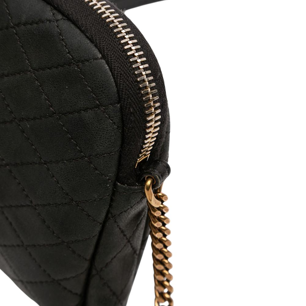 Saint Laurent B Saint Laurent Black Lambskin Leather Leather Mini Quilted Lambskin Gaby Zippered Pouch Italy