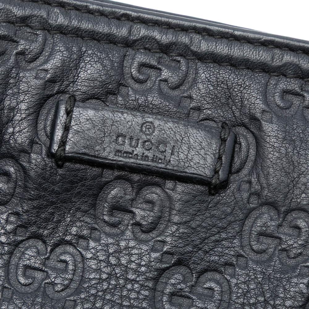 Gucci B Gucci Black Calf Leather Guccissima Crossbody Italy