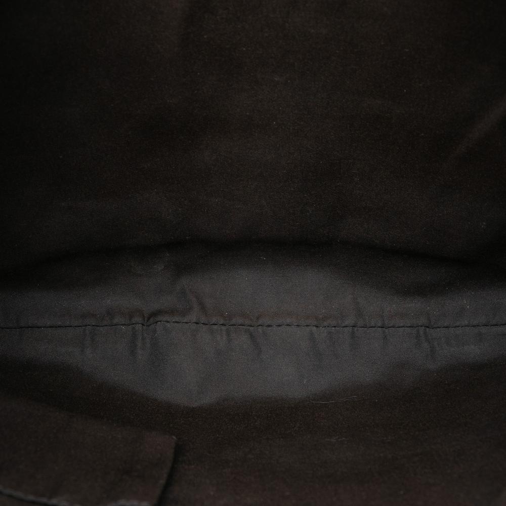 Gucci B Gucci Brown Coated Canvas Fabric Large GG Crystal Half Moon Crossbody Italy