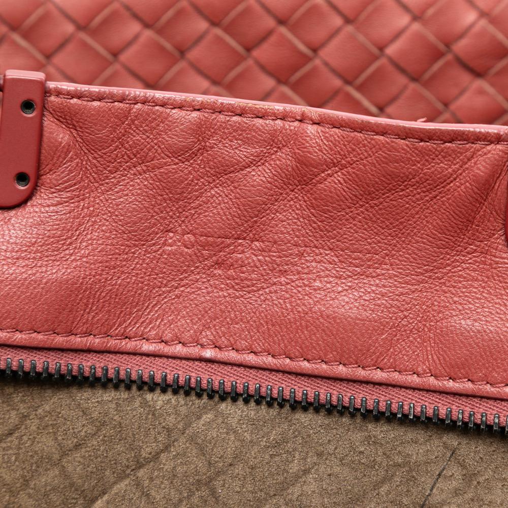Bottega Veneta B Bottega Veneta Red Indian Red Nappa Leather Leather Nappa Intrecciato Tote Italy