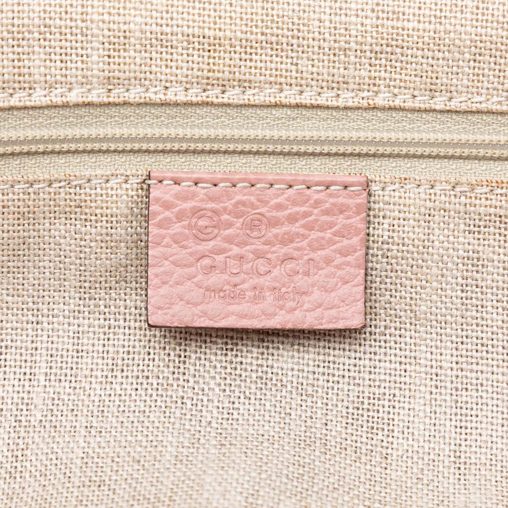 Gucci B Gucci Brown Beige with Pink Canvas Fabric GG Bree Zippered Tote Italy