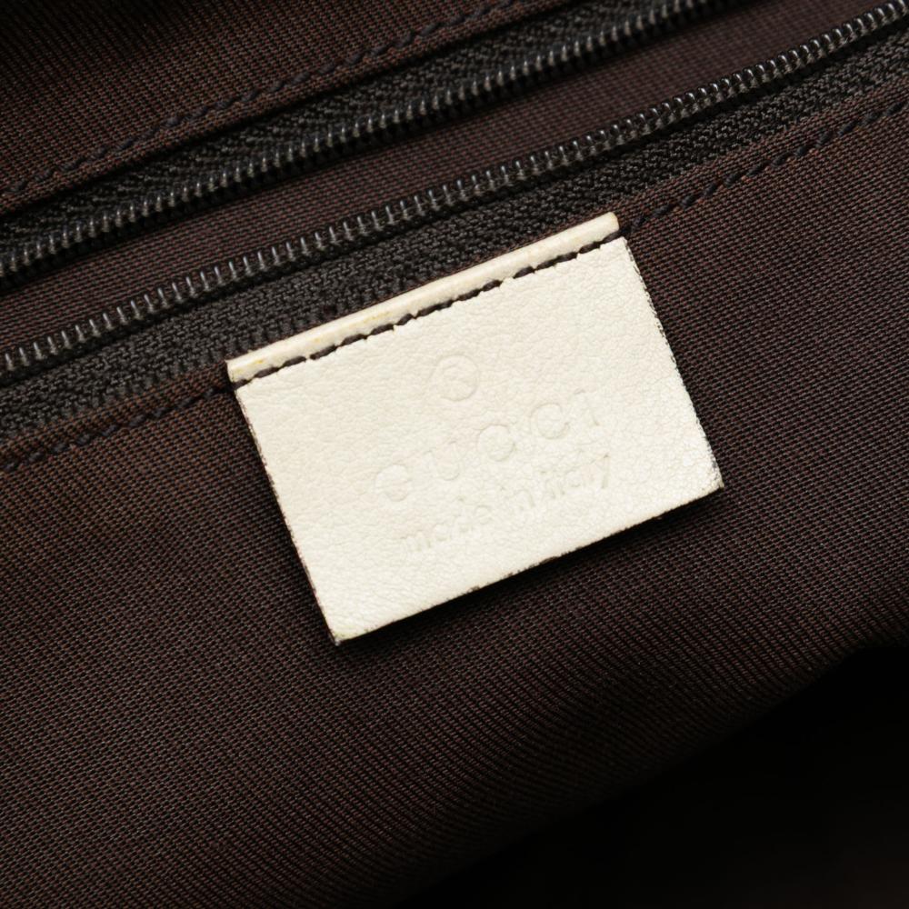 Gucci B Gucci Brown Beige Canvas Fabric GG Sukey Satchel Italy