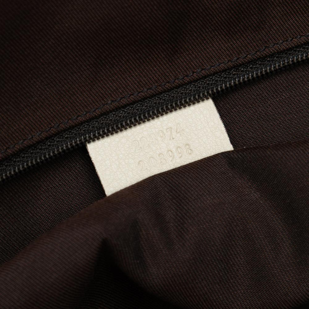 Gucci B Gucci Brown Beige Canvas Fabric GG Sukey Satchel Italy