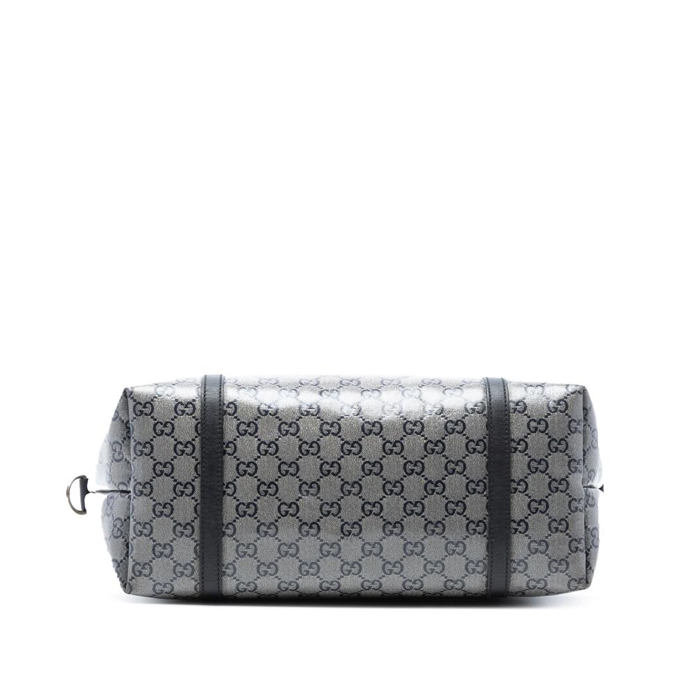 Gucci AB Gucci Gray Coated Canvas Fabric Medium GG Crystal Joy Tote Italy